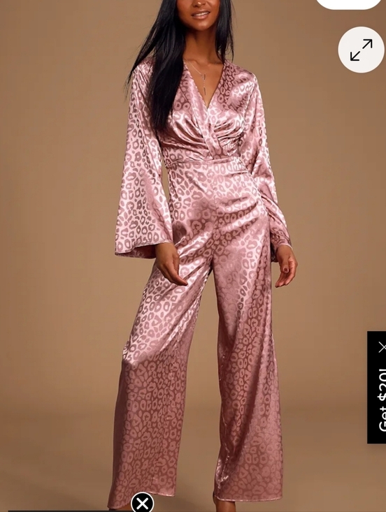Lulus Pants - NWT Untamed Dame Dusty Lavender Leopard Print Satin Jumpsuit
